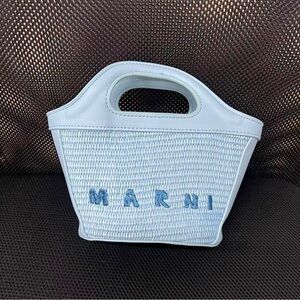 Marni Sky Blue Woven Mini Tote